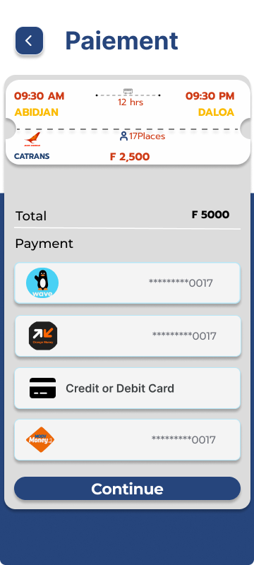 Interface de paiement